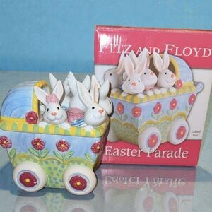 Vintage Easter Fitz & Floyd "Easter Parade" Lidded Box New In Box 5" x6"